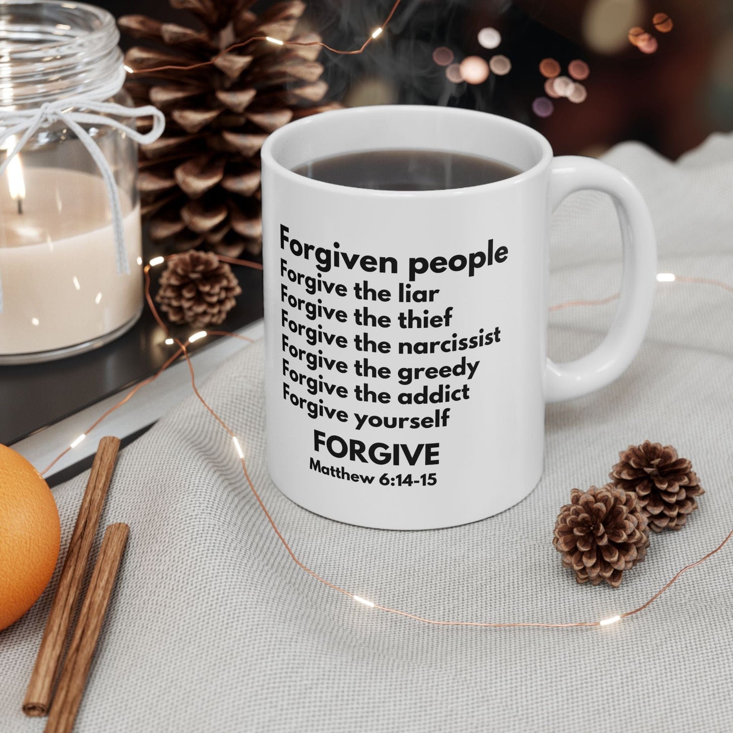 Printify Mug 11oz Forgive and Be Forgiven White Christian Mug