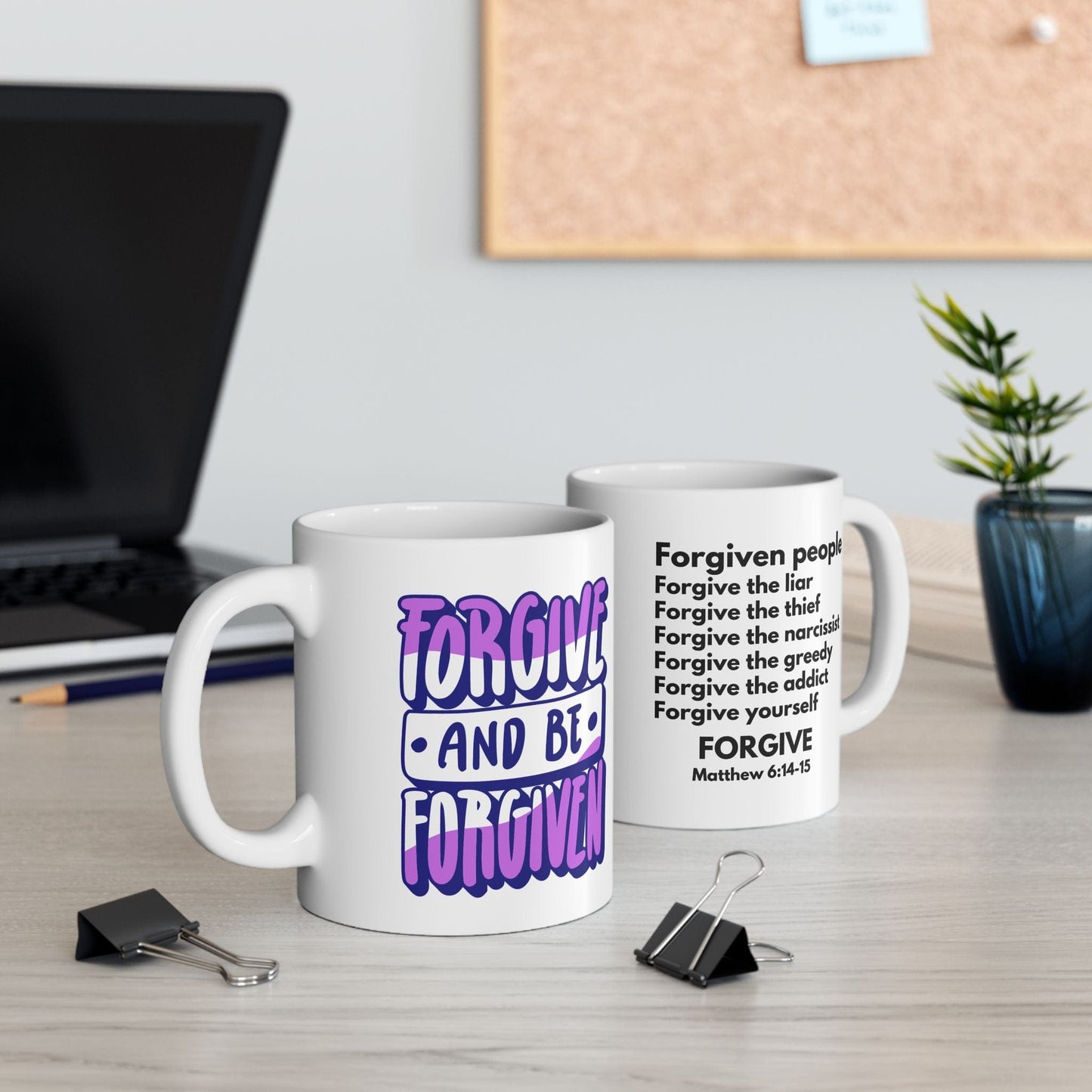 Printify Mug 11oz Forgive and Be Forgiven White Christian Mug