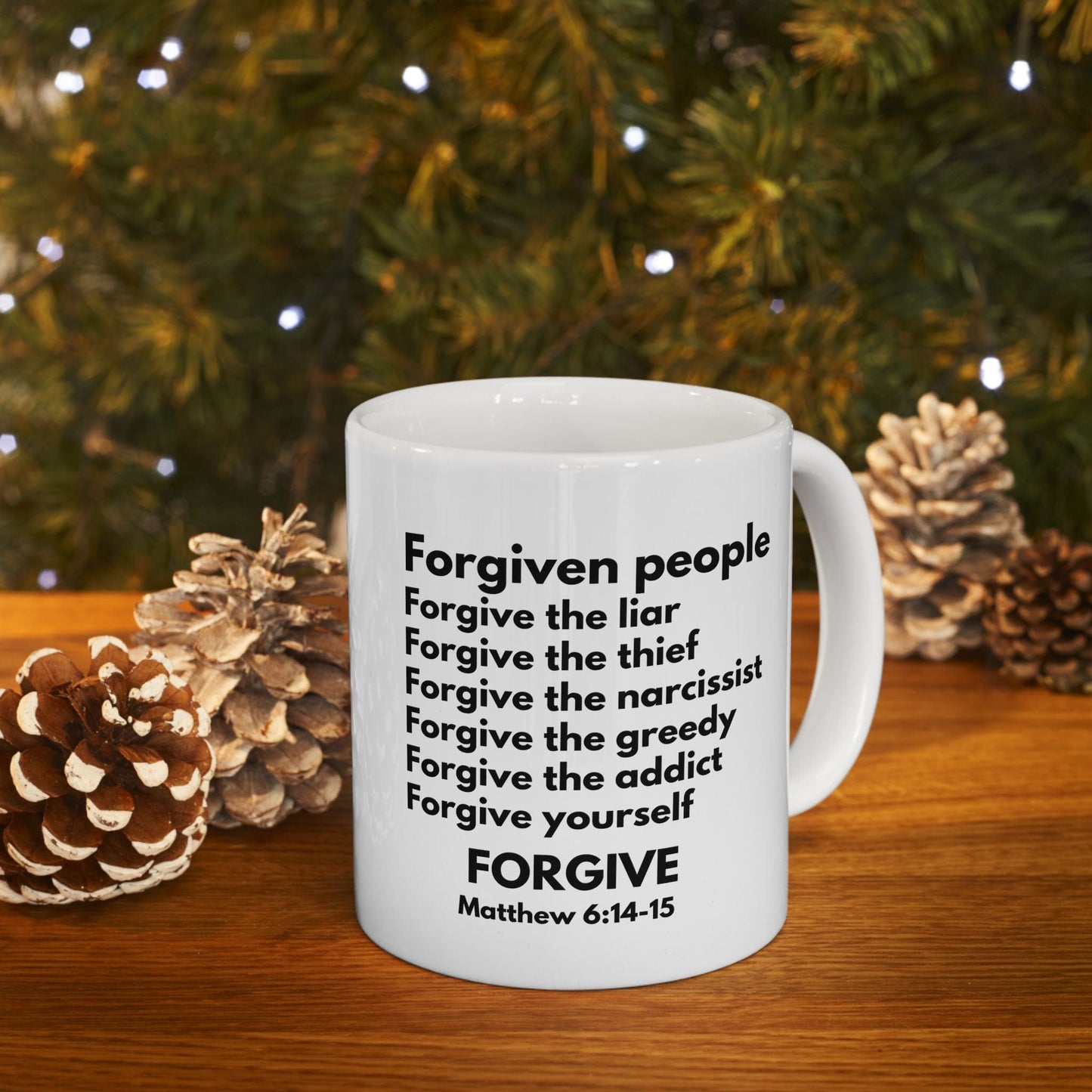 Printify Mug 11oz Forgive and Be Forgiven White Christian Mug