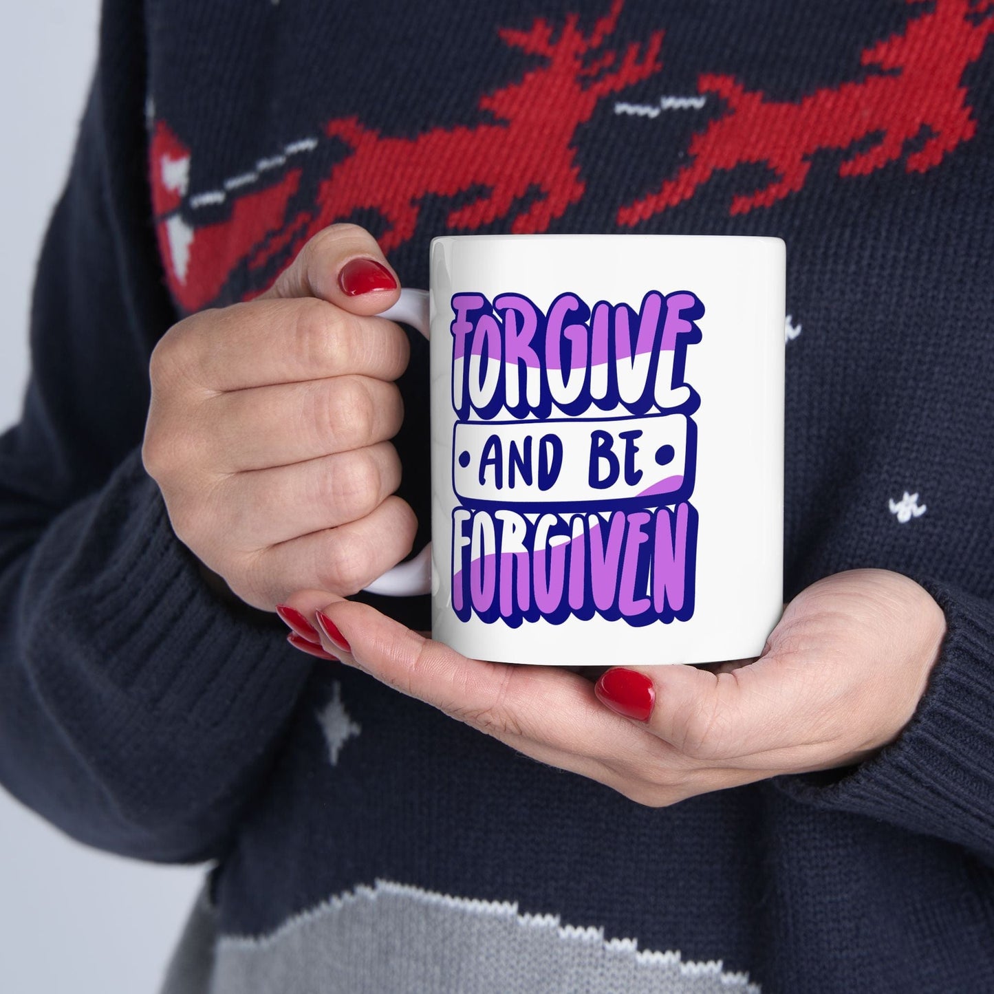 Printify Mug 11oz Forgive and Be Forgiven White Christian Mug