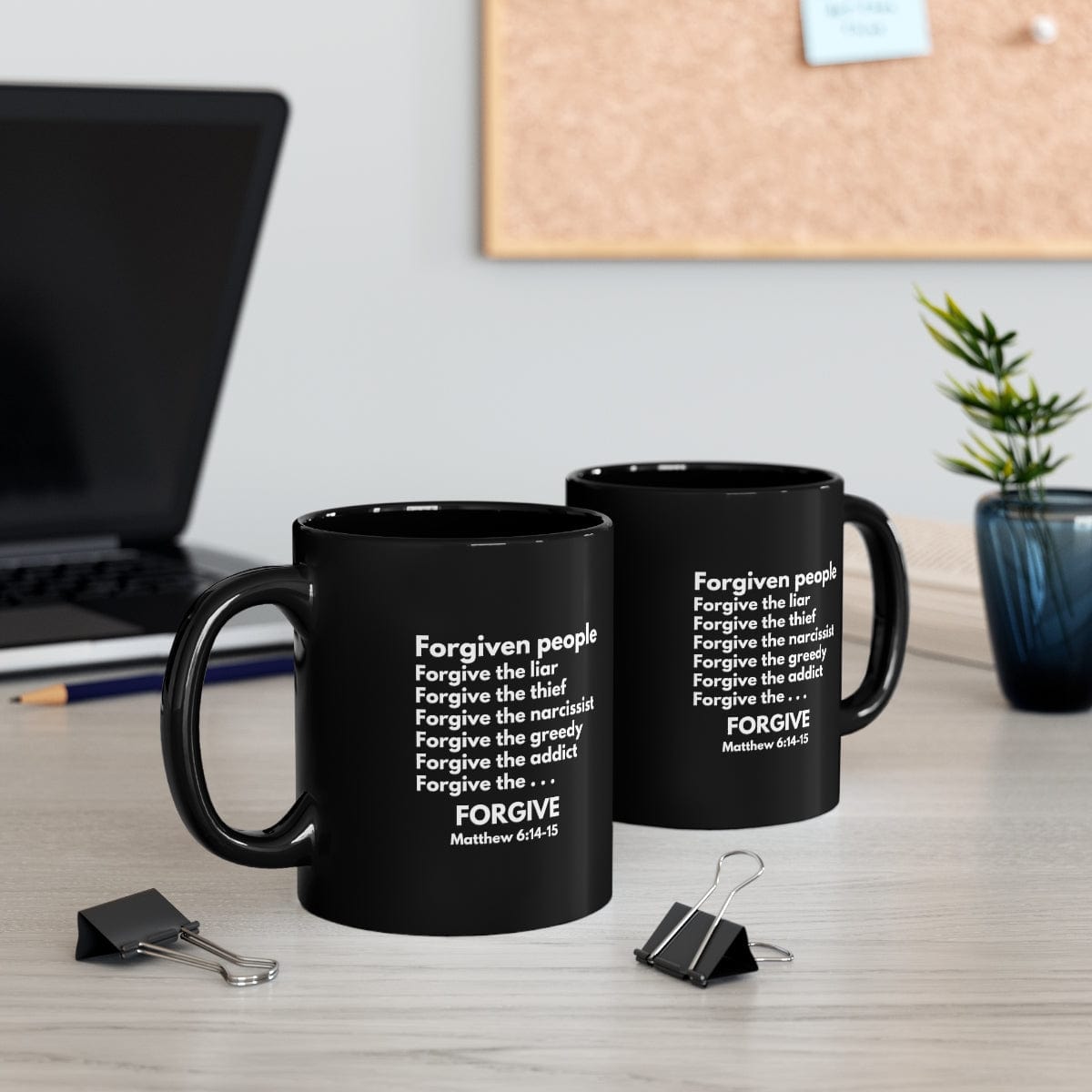Printify Mug 11oz Forgiven People Forgive Black Christian Mug