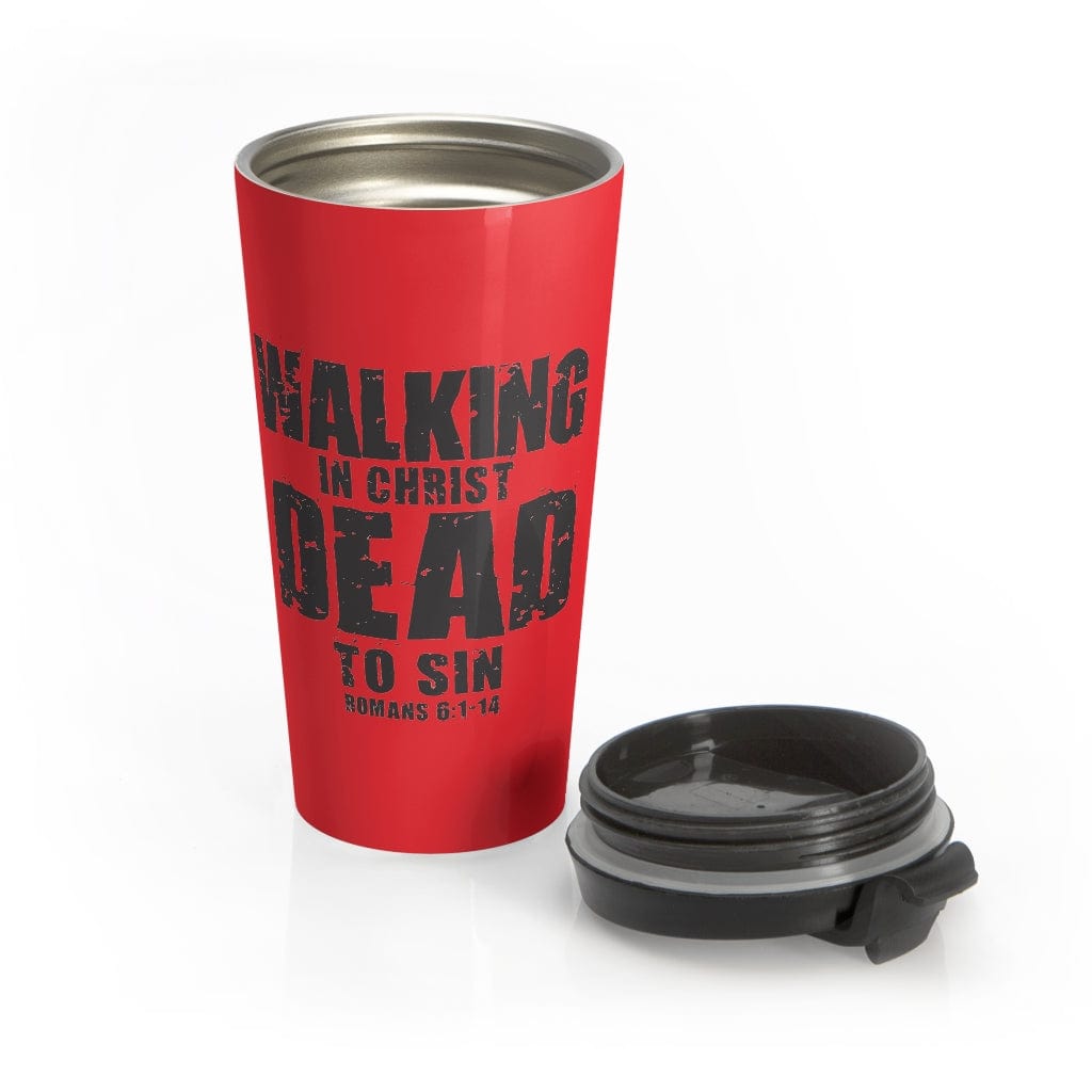 Printify Mug Travel Mug Walking Dead Stainless Steel Christian Travel Mug - Red