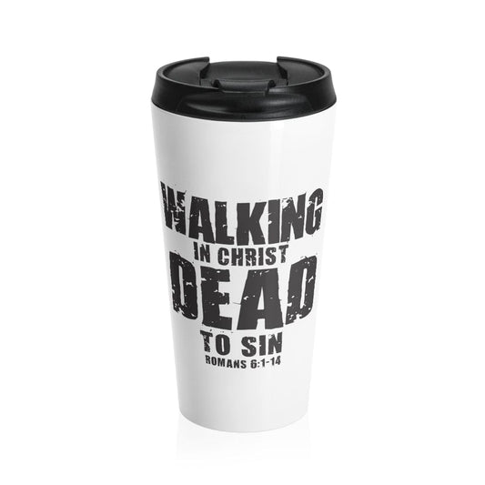Printify Mug Travel Mug Walking Dead Stainless Steel Christian Travel Mug - White