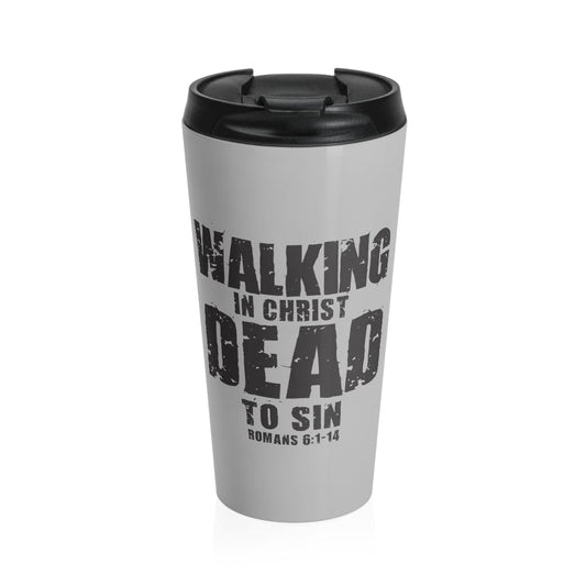 Printify Mug Travel Mug Walking Dead Steel Christian Travel Mug - Grey