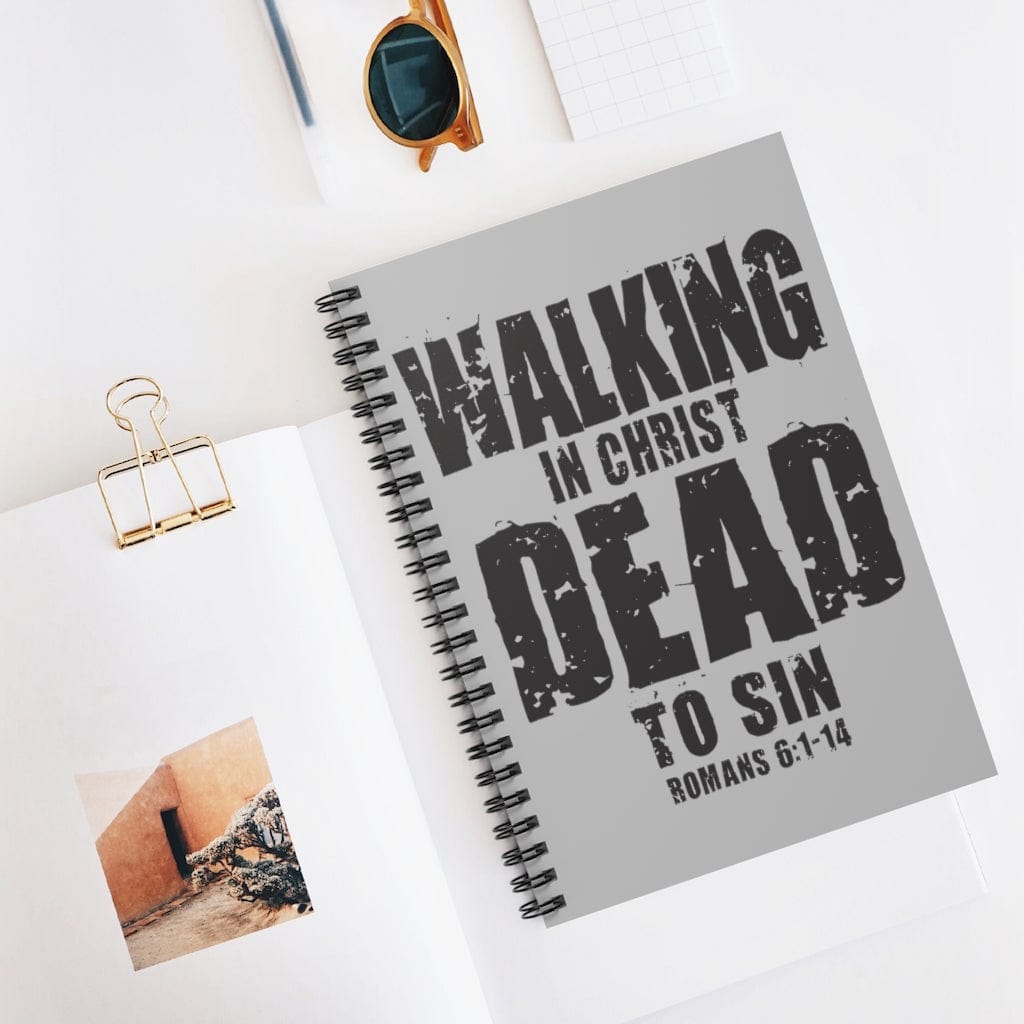 Printify Paper products Spiral Notebook Walking Dead to Sin Grey Christian Notebook