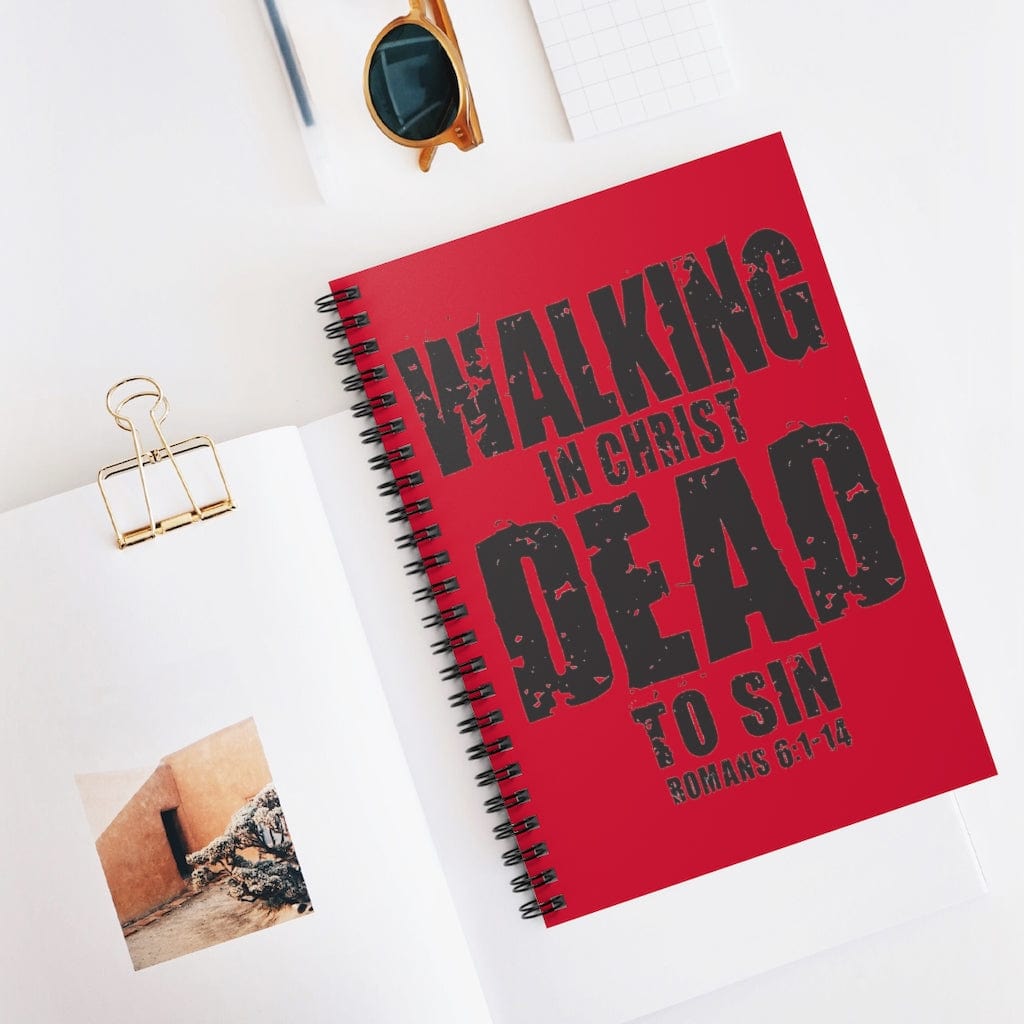 Printify Paper products Spiral Notebook Walking Dead to Sin Red Christian Notebook