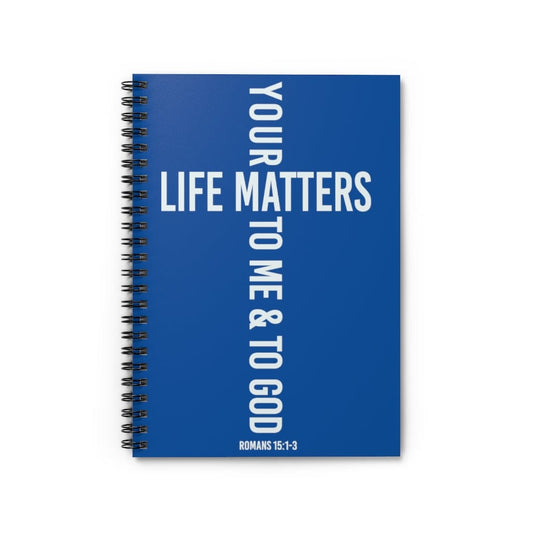 Printify Paper products Spiral Notebook Your Life Matters Blue Christian Notebook