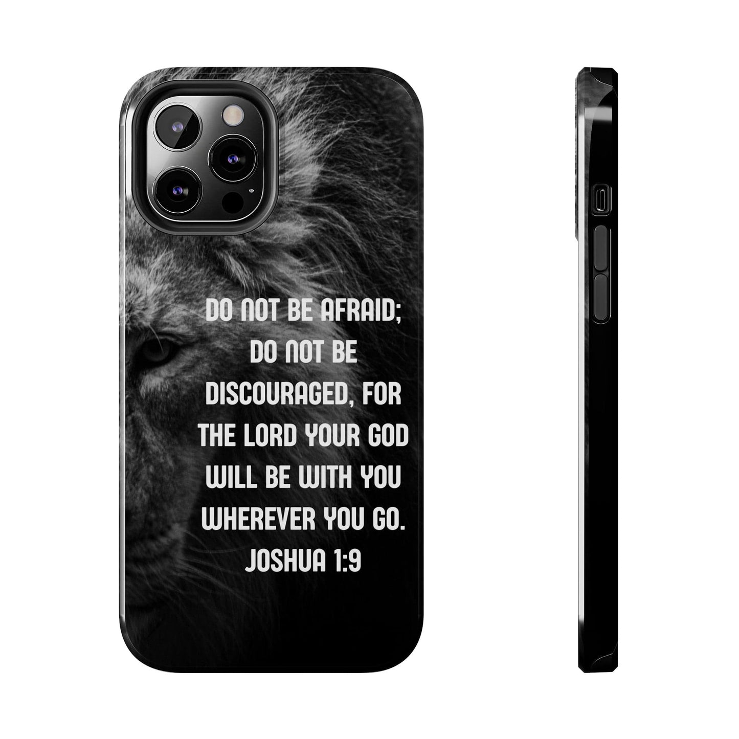 Printify Phone Case iPhone 12 Pro Max Lion of Judah Joshua 1:9 Christian Phone Case