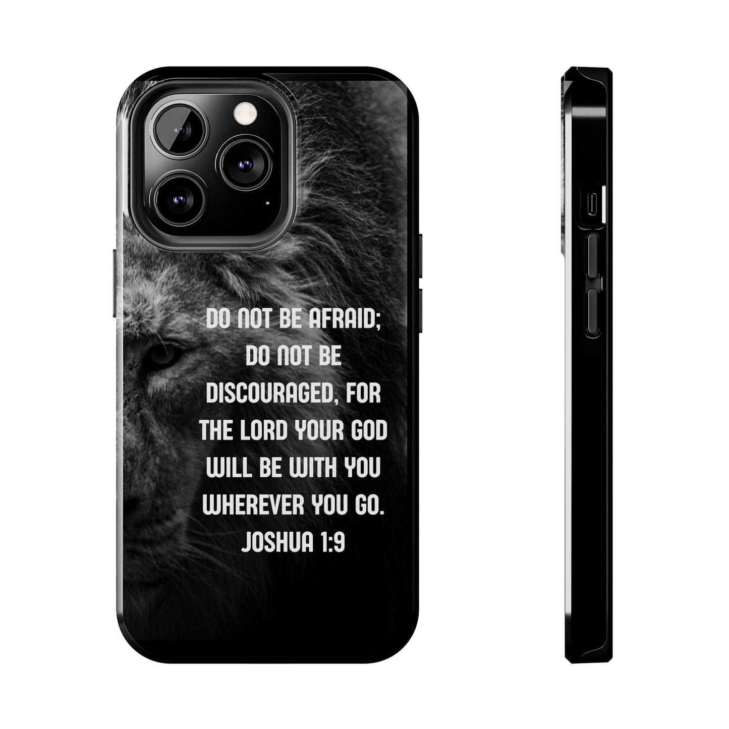 Printify Phone Case iPhone 13 Pro Lion of Judah Joshua 1:9 Christian Phone Case