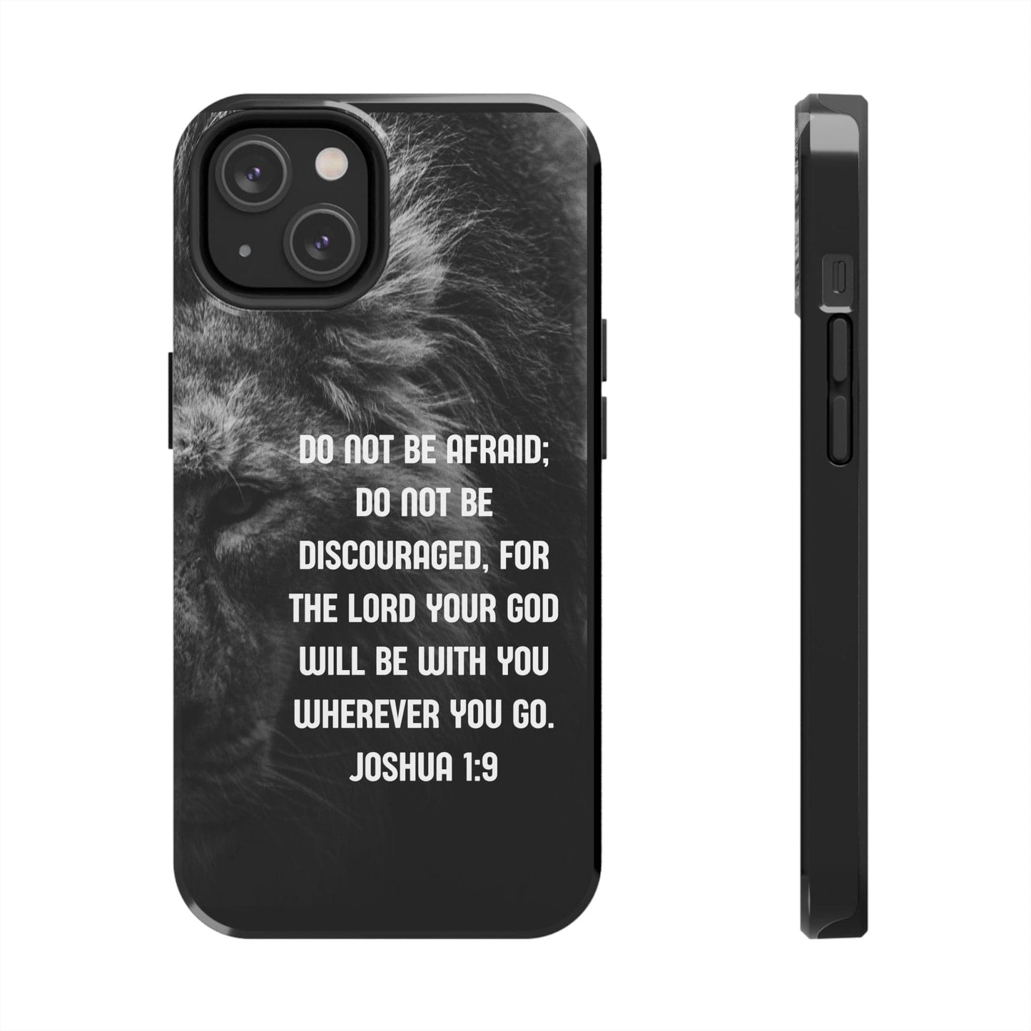 Printify Phone Case iPhone 14 Lion of Judah Joshua 1:9 Christian Phone Case