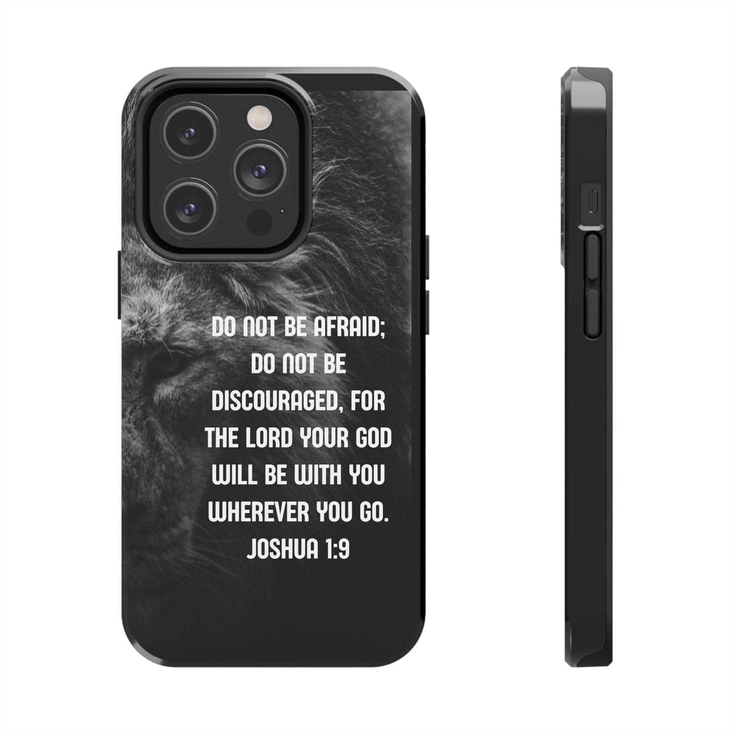 Printify Phone Case iPhone 14 Pro Lion of Judah Joshua 1:9 Christian Phone Case