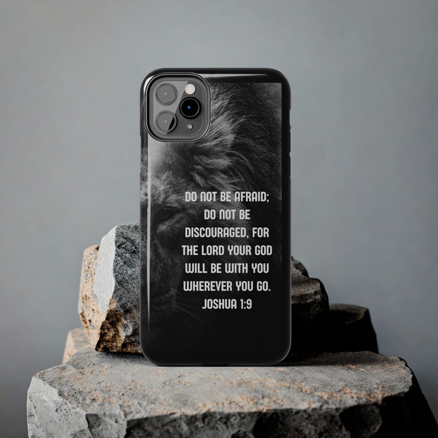 Printify Phone Case Lion of Judah Joshua 1:9 Christian Phone Case