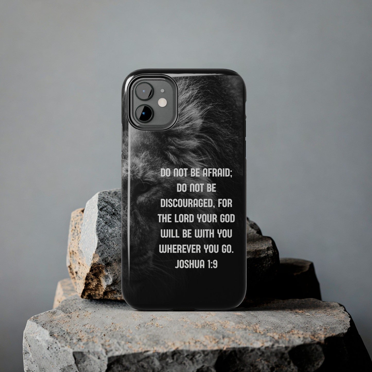 Printify Phone Case Lion of Judah Joshua 1:9 Christian Phone Case