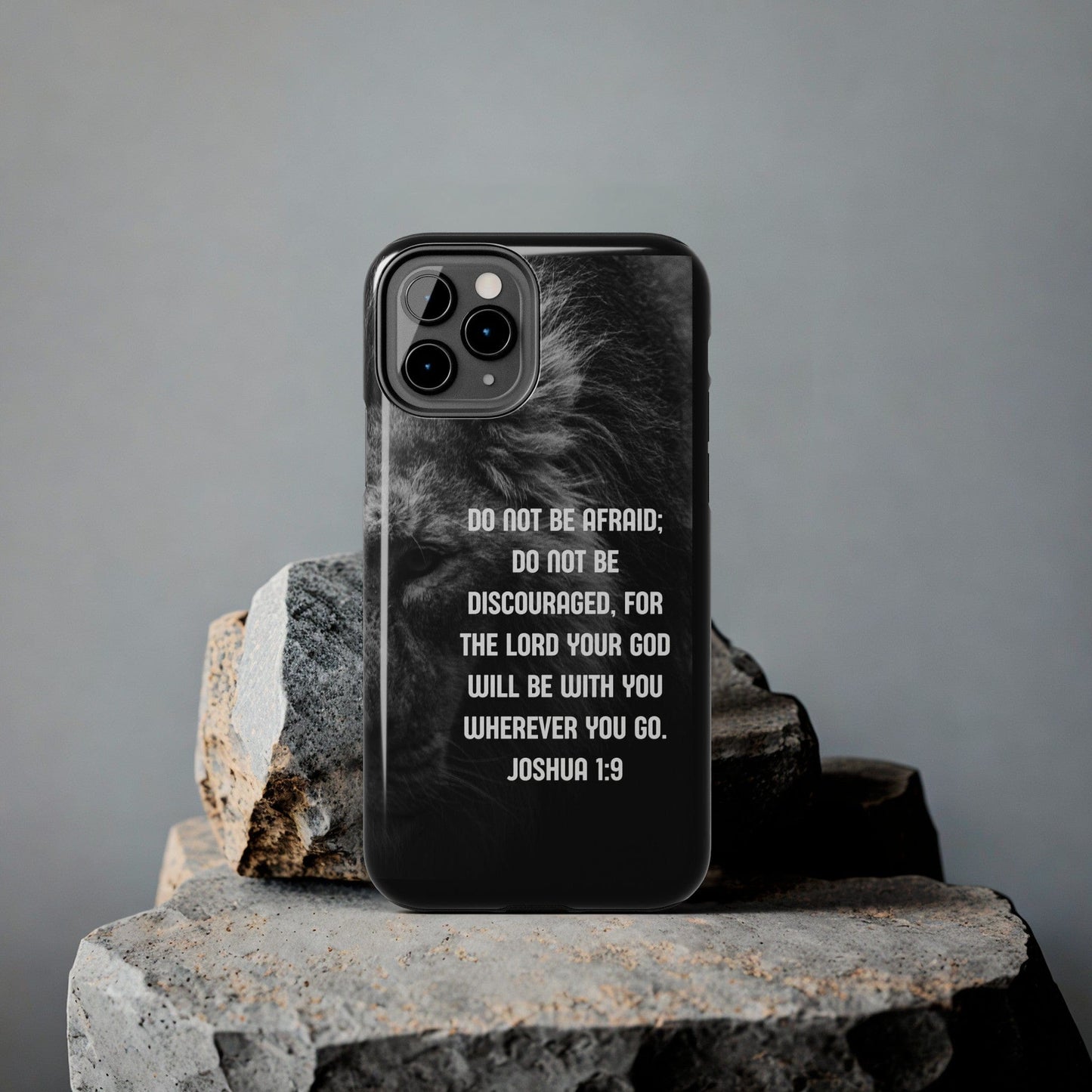 Printify Phone Case Lion of Judah Joshua 1:9 Christian Phone Case