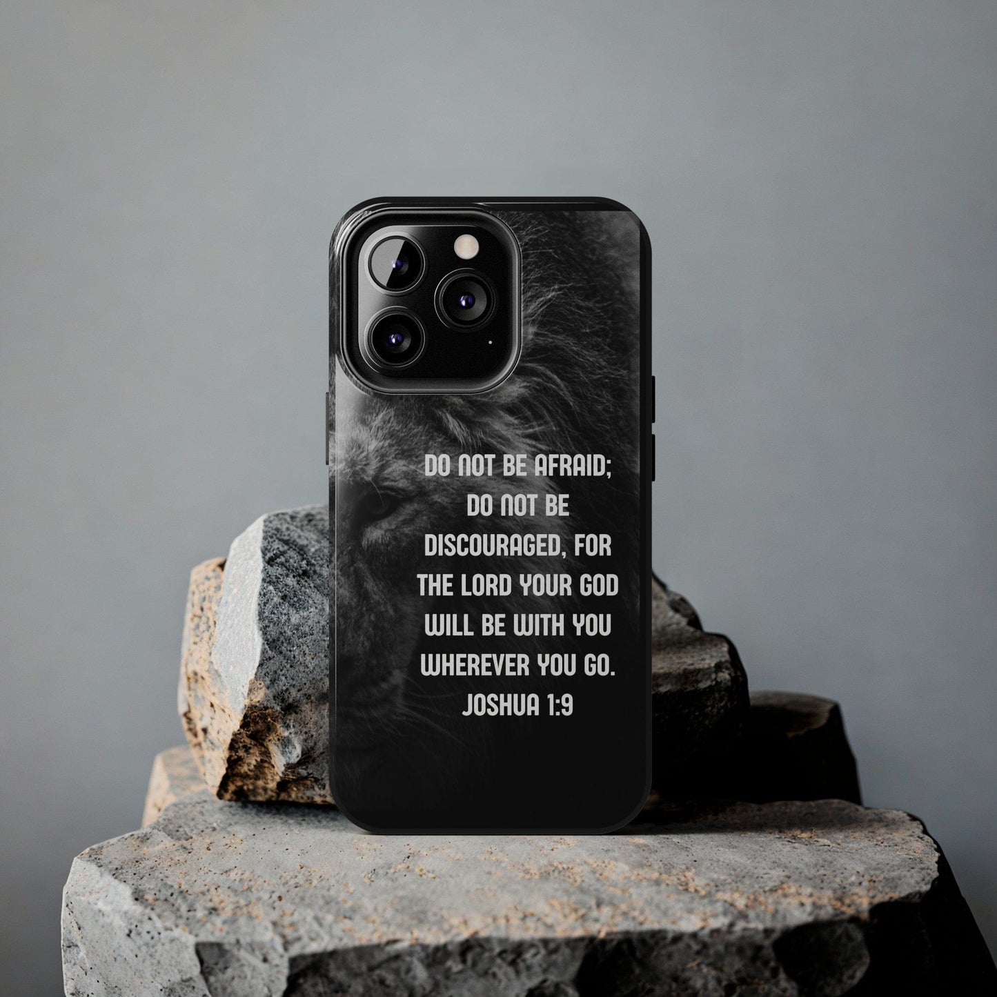 Printify Phone Case Lion of Judah Joshua 1:9 Christian Phone Case