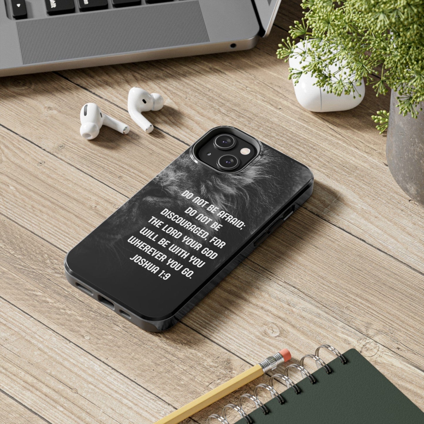 Printify Phone Case Lion of Judah Joshua 1:9 Christian Phone Case