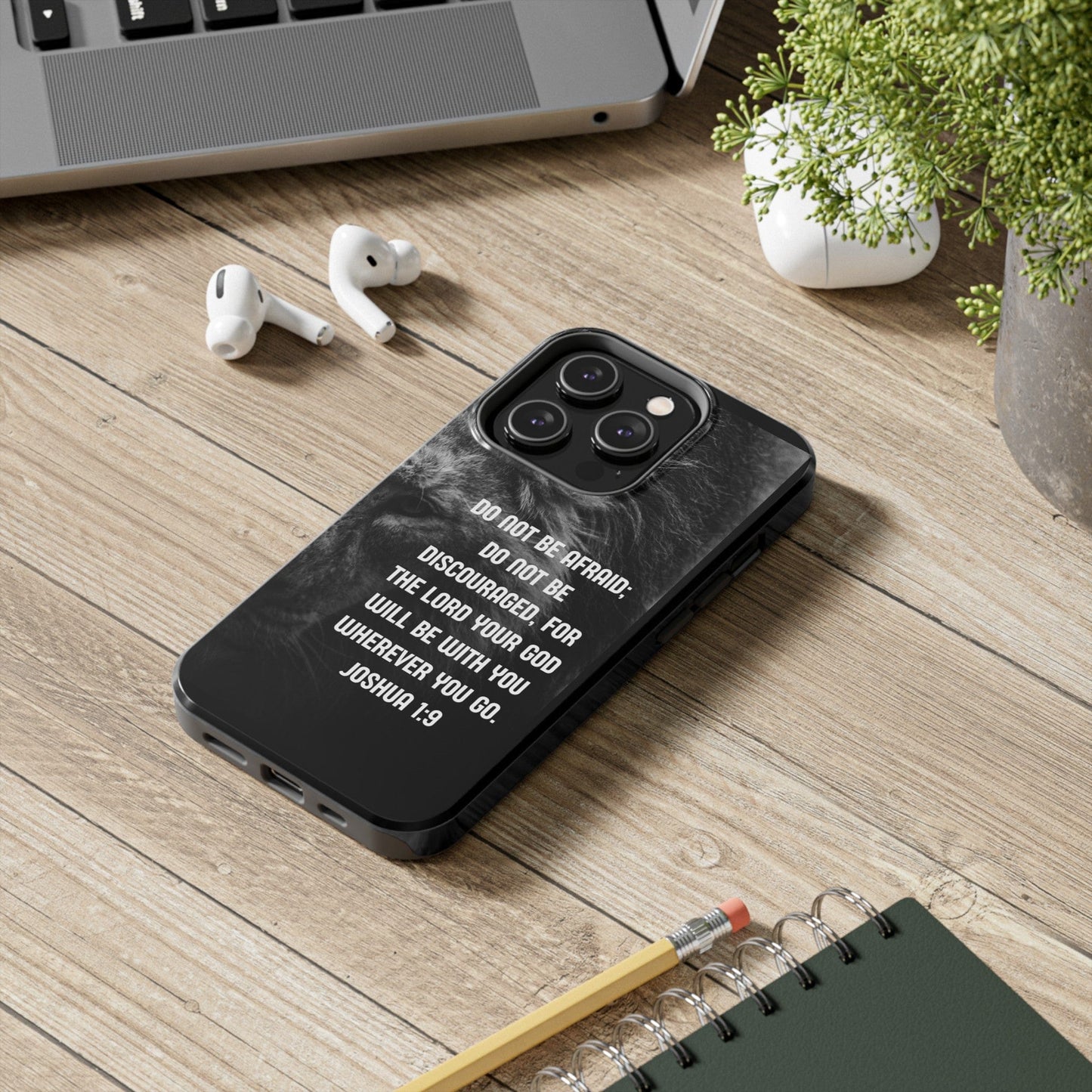 Printify Phone Case Lion of Judah Joshua 1:9 Christian Phone Case