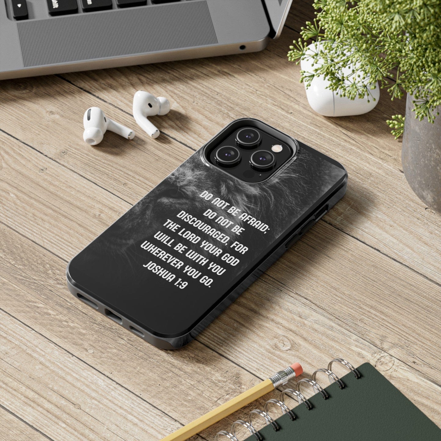 Printify Phone Case Lion of Judah Joshua 1:9 Christian Phone Case