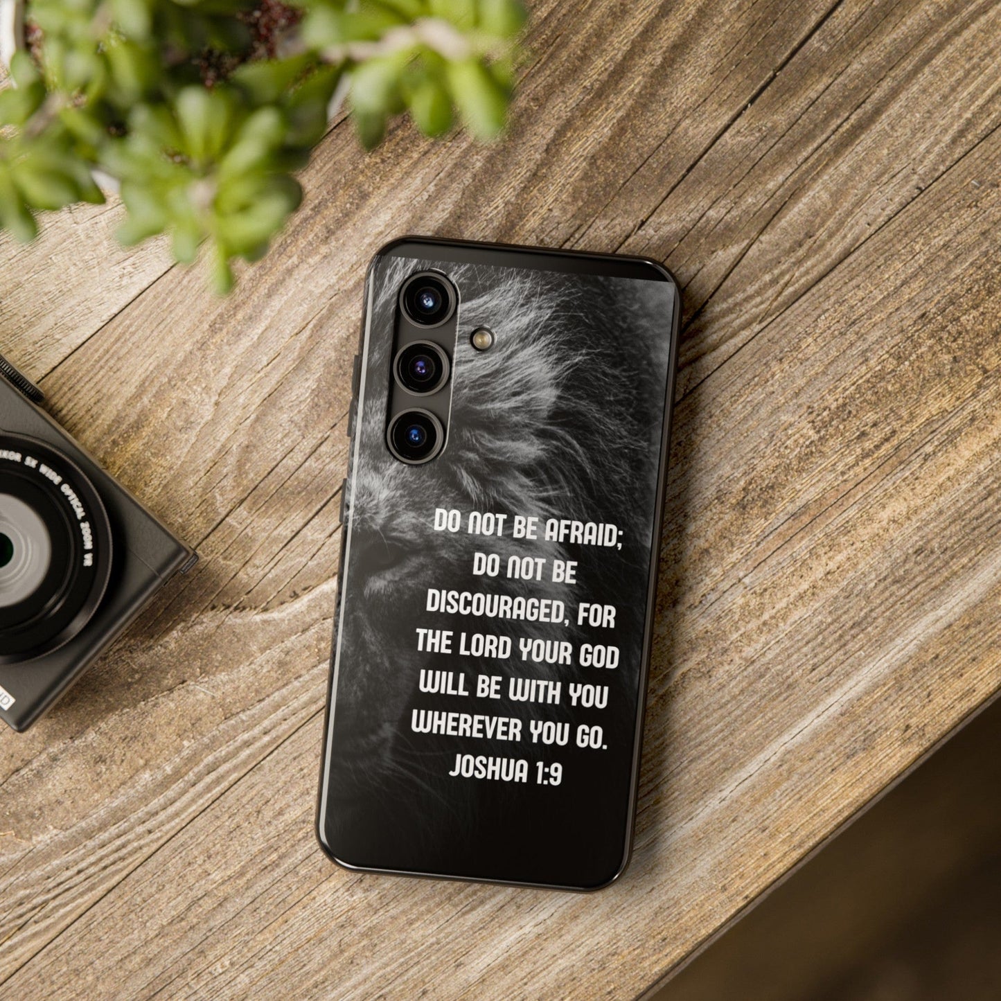 Printify Phone Case Lion of Judah Joshua 1:9 Christian Phone Case