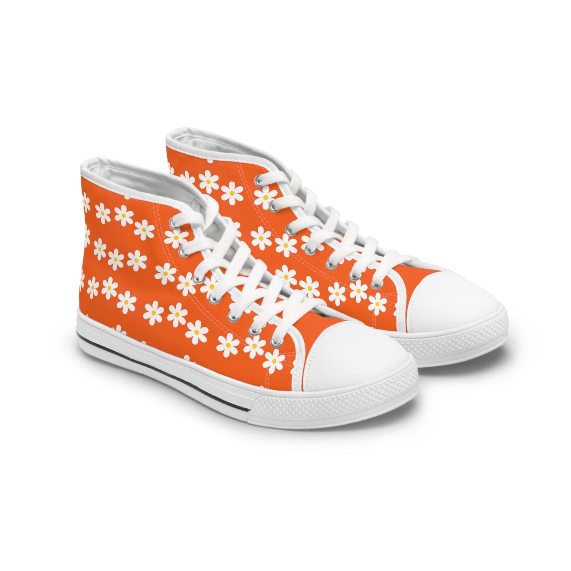 Printify Shoes US 5.5 / Orange Daisies Christian Womens High Top Sneakers