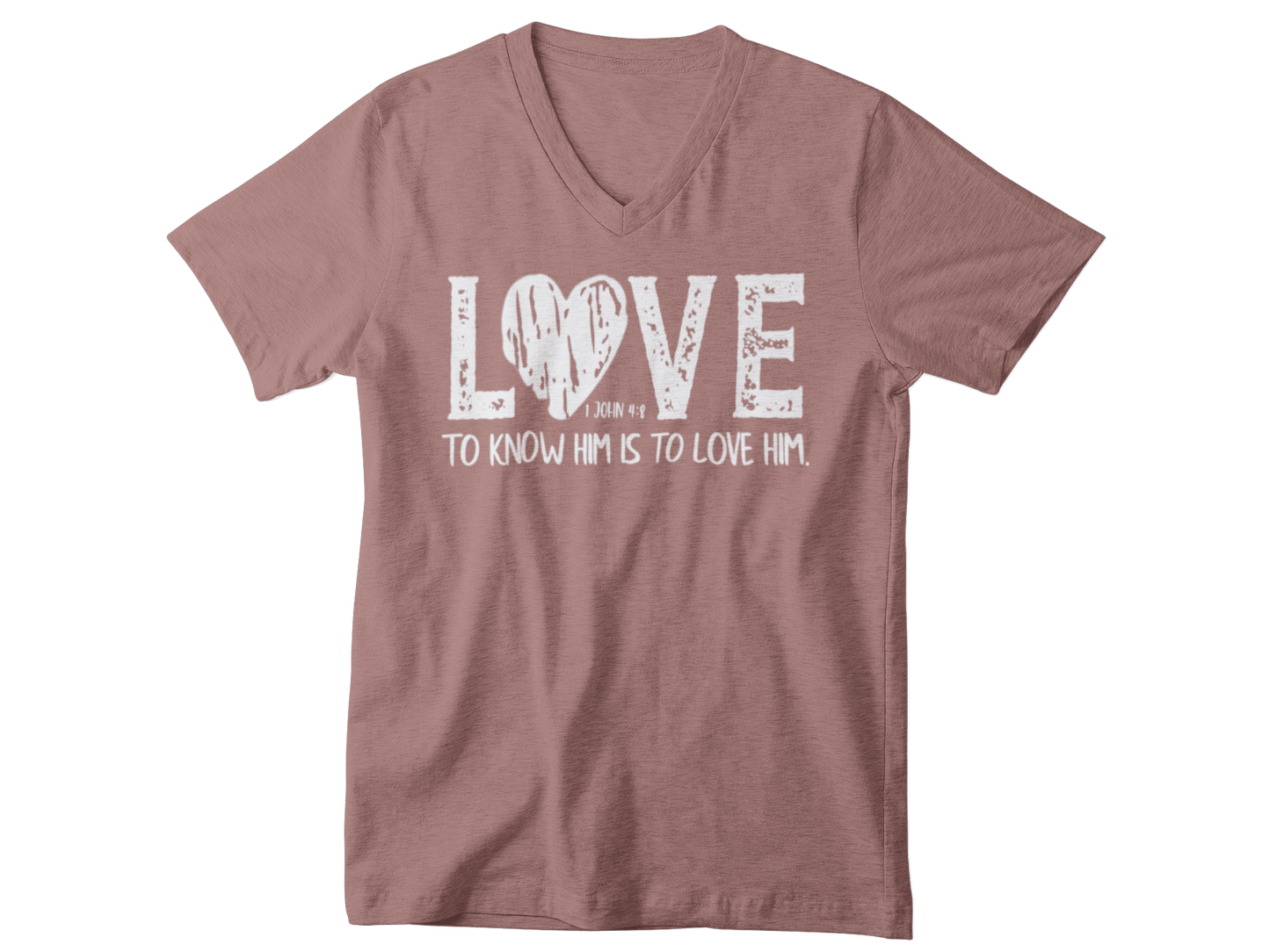 Wrighteous Wear T-Shirt S / Mauve Know Him Know Love Christian Women's V-neck T-shirt