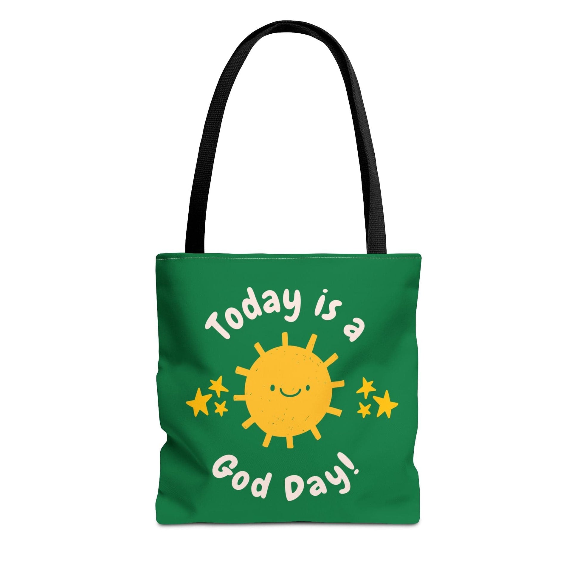 Printify Bags 13" × 13'' / Black Today is a God Day - Tote Bag (Green)