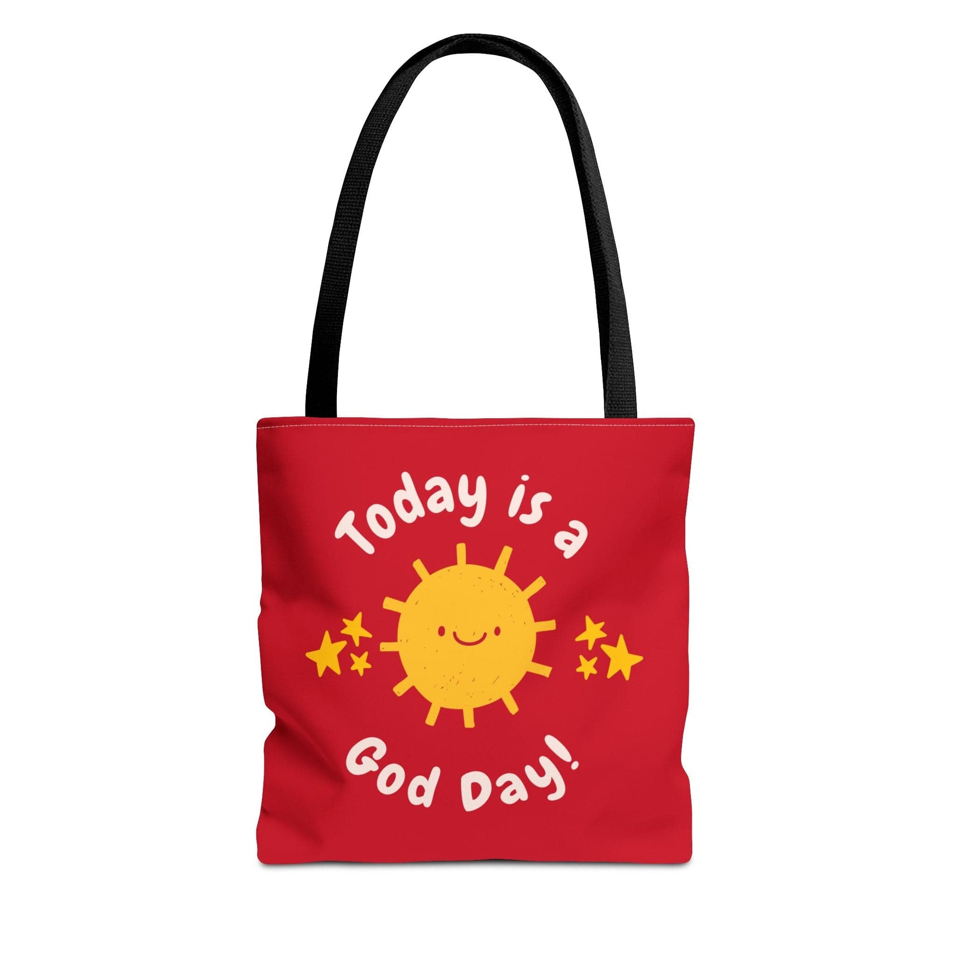 Printify Bags 13" × 13'' / Black Today is a God Day - Tote Bag (Red)