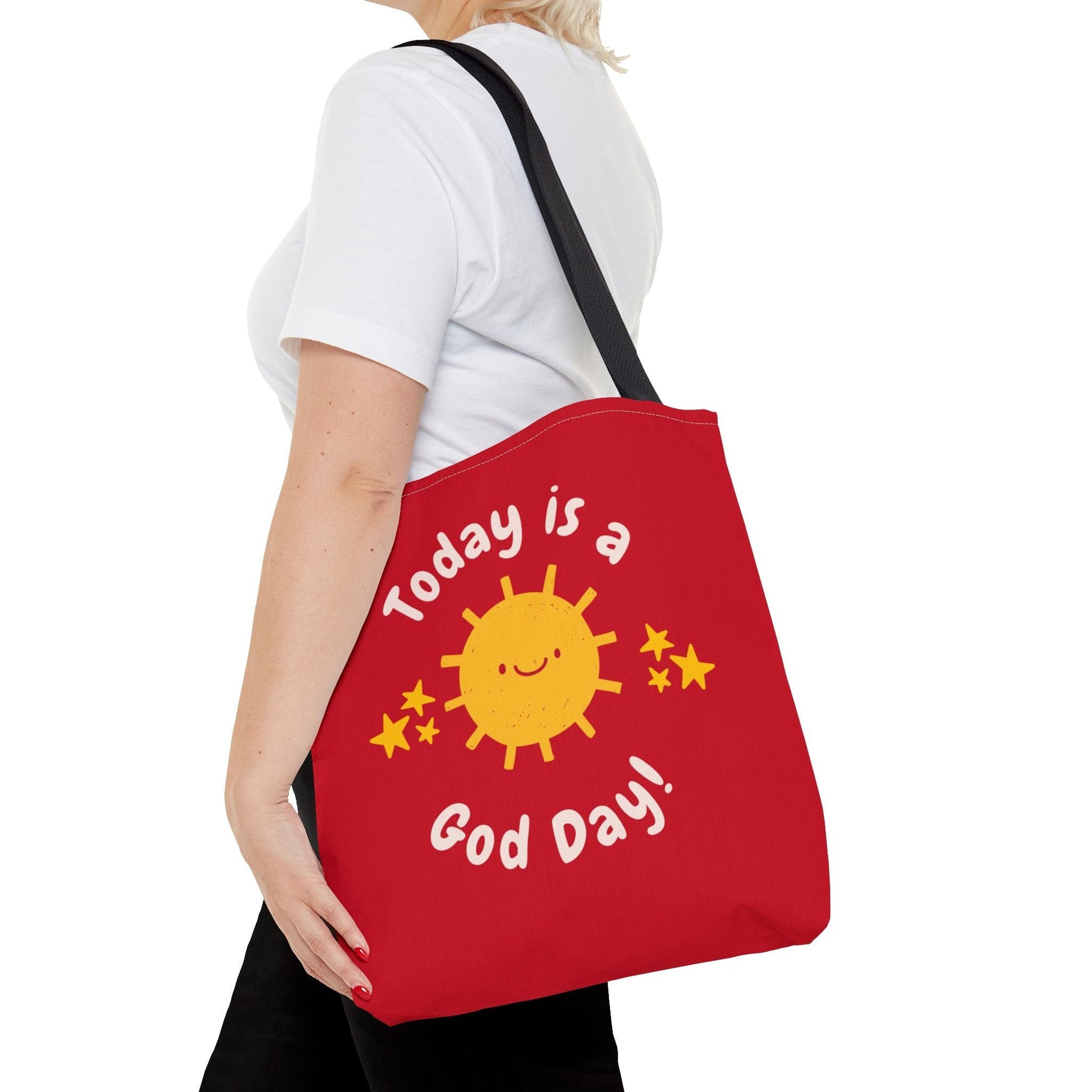 Printify Bags 16" × 16'' / Black Today is a God Day - Tote Bag (Red)