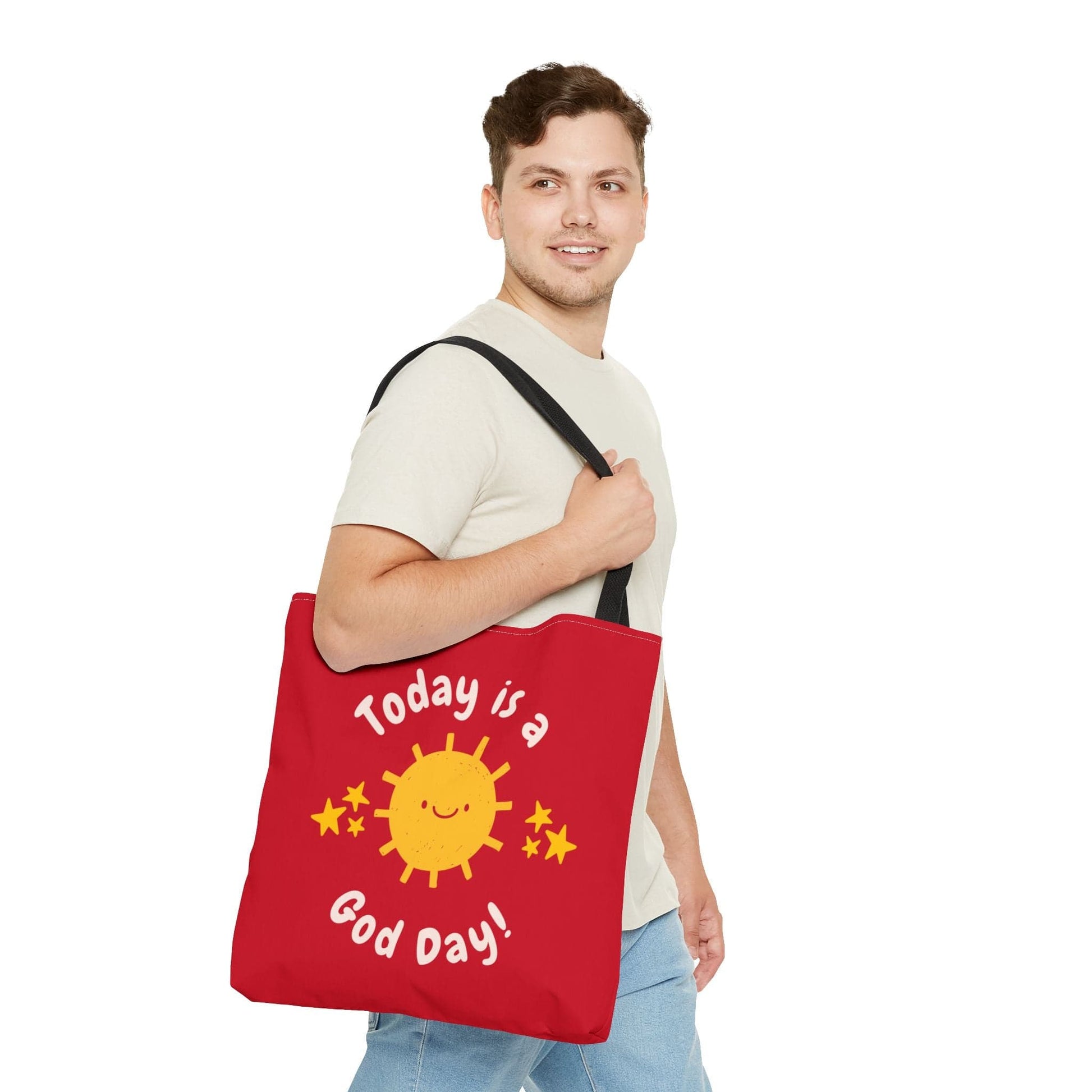 Printify Bags 18" × 18'' / Black Today is a God Day - Tote Bag (Red)