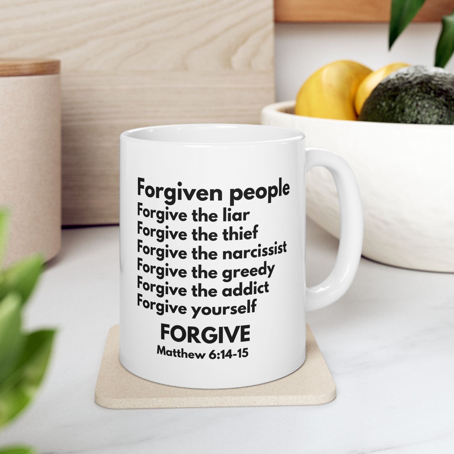 Printify Mug 11oz Forgive and Be Forgiven White Christian Mug