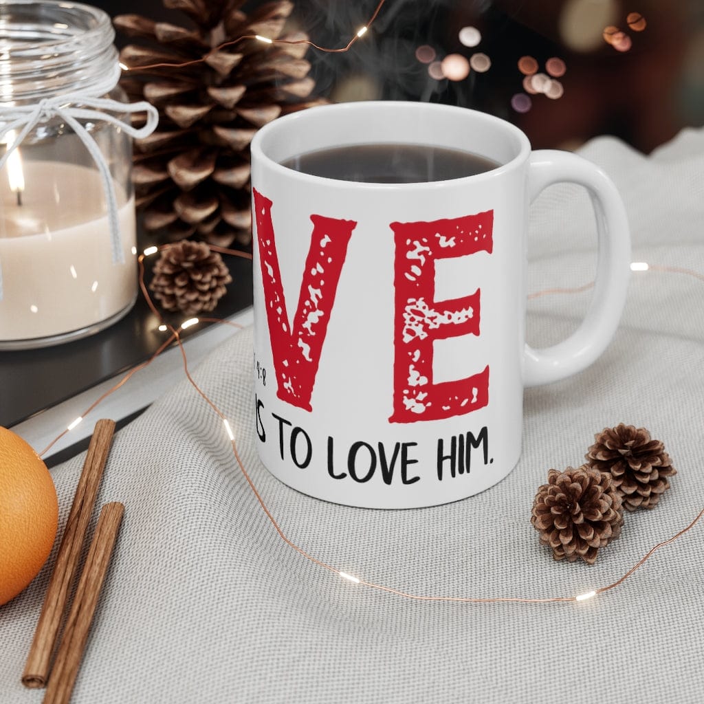 Printify Mug 11oz Know Him Know Love Christian Mug