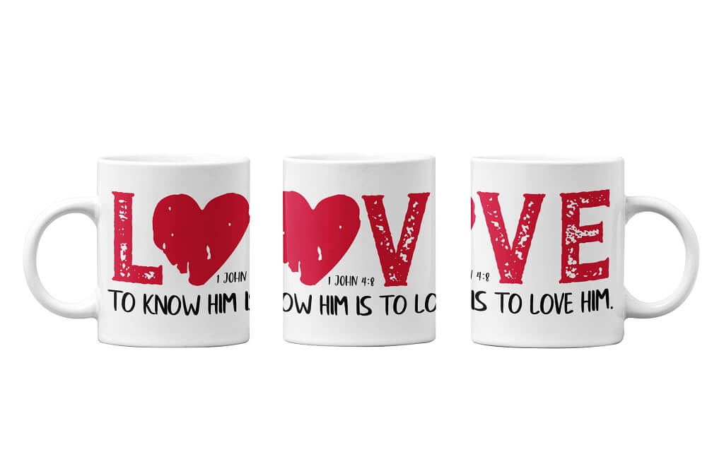 Printify Mug 11oz Know Him Know Love Christian Mug