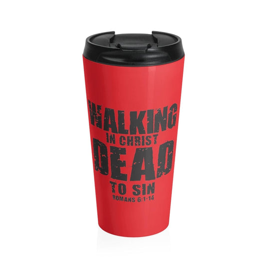 Printify Mug Travel Mug Walking Dead Stainless Steel Christian Travel Mug - Red