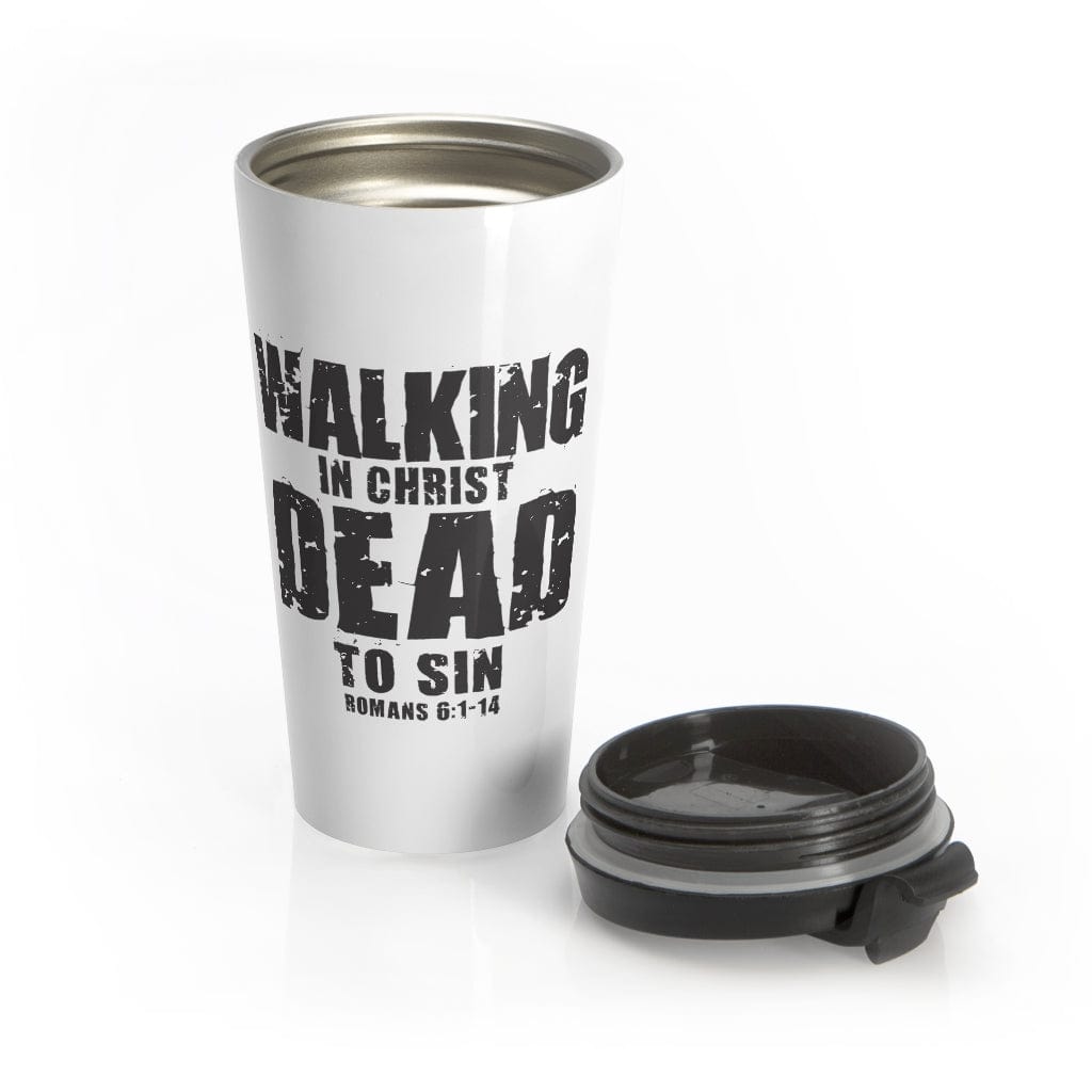 Printify Mug Travel Mug Walking Dead Stainless Steel Christian Travel Mug - White