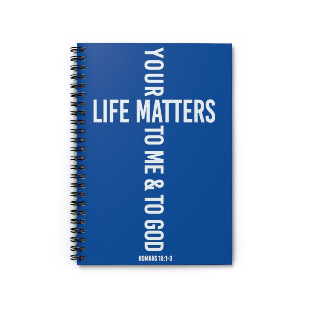 Printify Paper products Spiral Notebook Your Life Matters Blue Christian Notebook