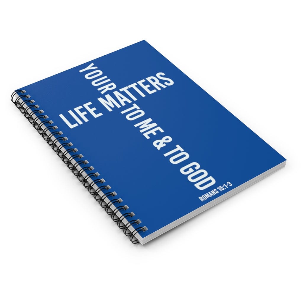 Printify Paper products Spiral Notebook Your Life Matters Blue Christian Notebook