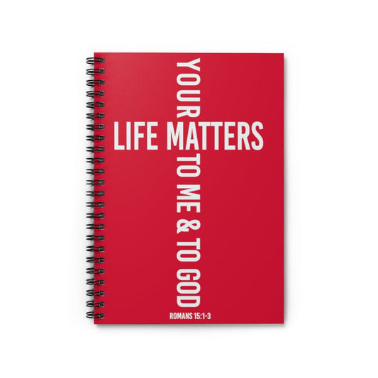 Printify Paper products Spiral Notebook Your Life Matters Red Christian Notebook