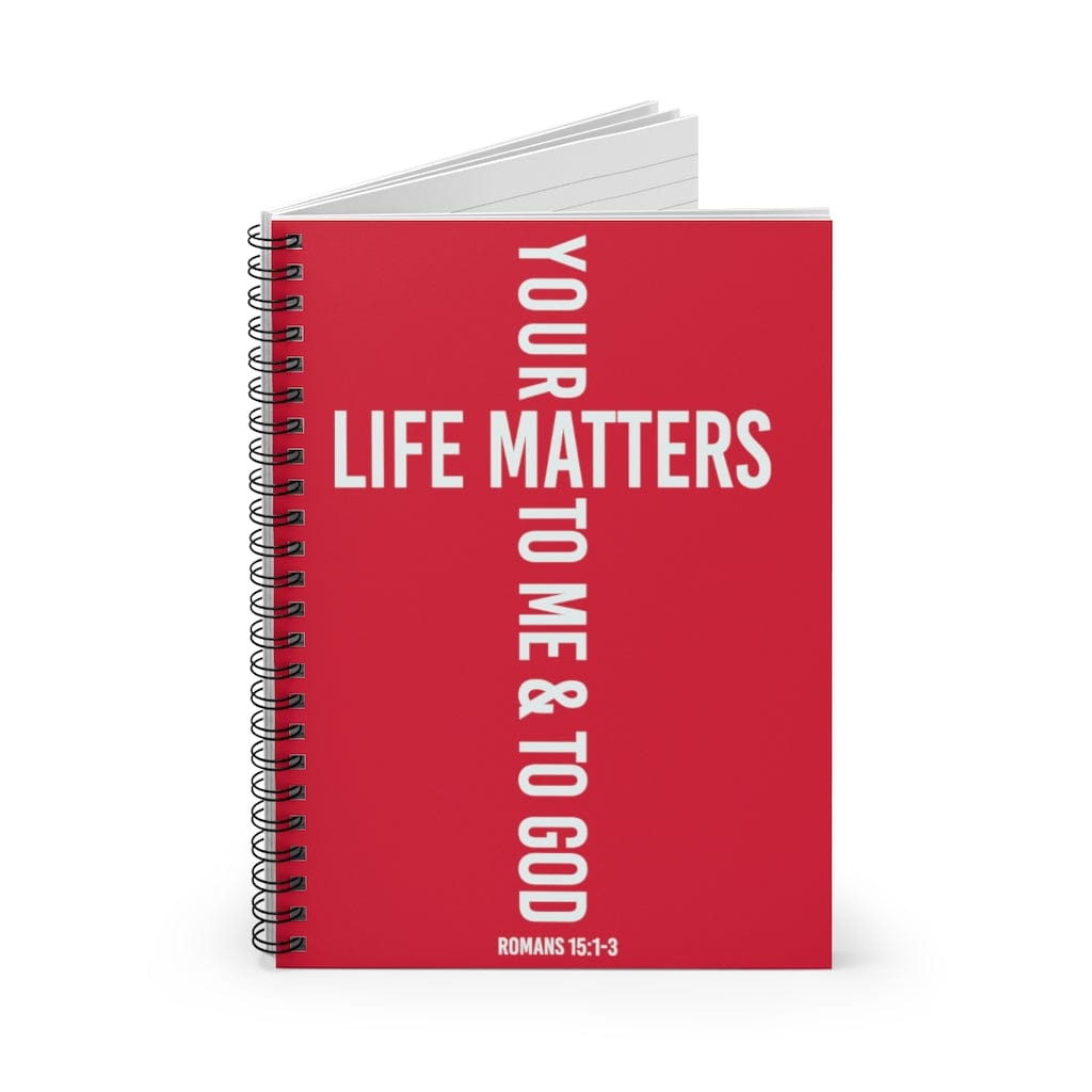 Printify Paper products Spiral Notebook Your Life Matters Red Christian Notebook