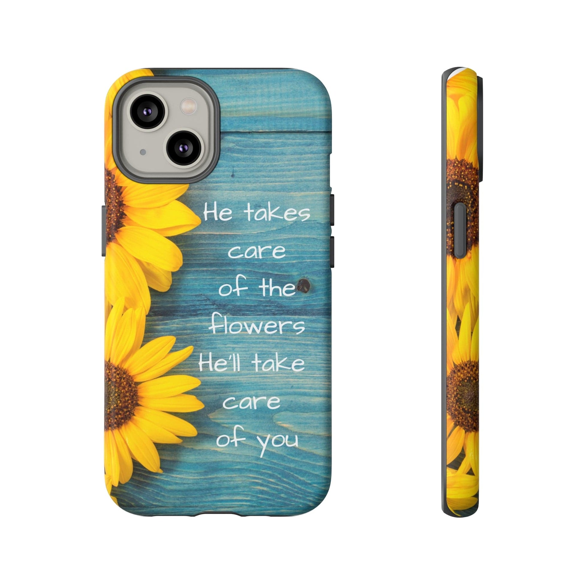 Printify Phone Case iPhone 14 / Matte He Takes Care of the Flowers Christian Phone Case