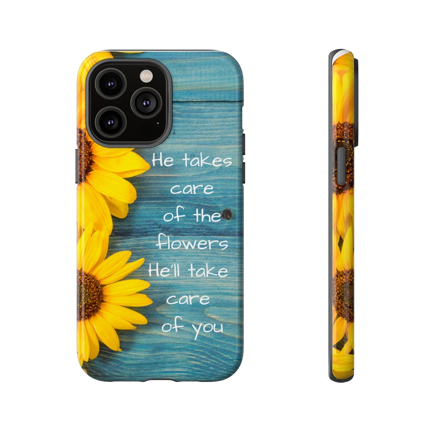 Printify Phone Case iPhone 14 Pro Max / Glossy He Takes Care of the Flowers Christian Phone Case