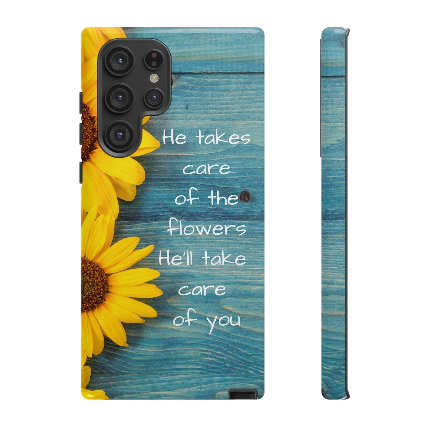 Printify Phone Case Samsung Galaxy S22 Ultra / Glossy He Takes Care of the Flowers Christian Phone Case