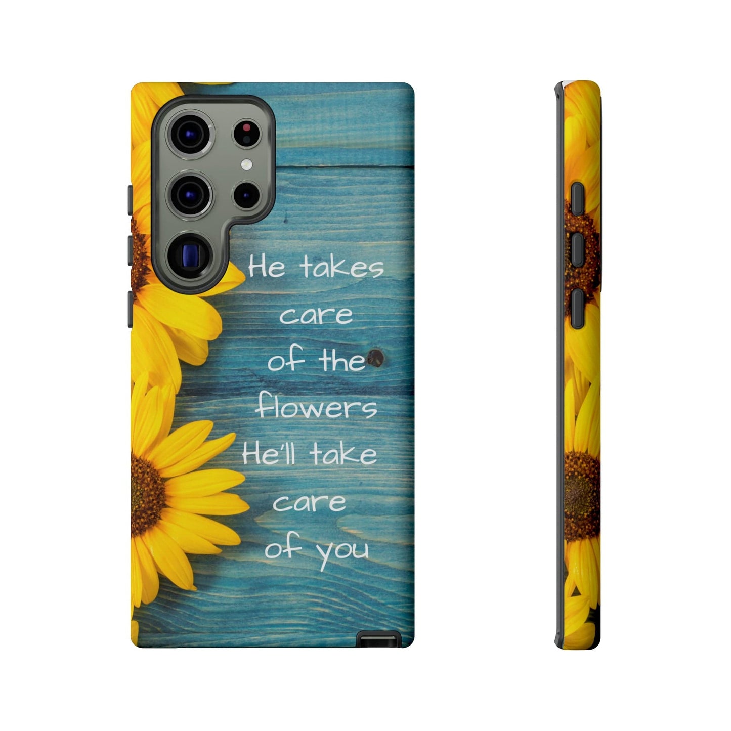 Printify Phone Case Samsung Galaxy S23 Ultra / Matte He Takes Care of the Flowers Christian Phone Case