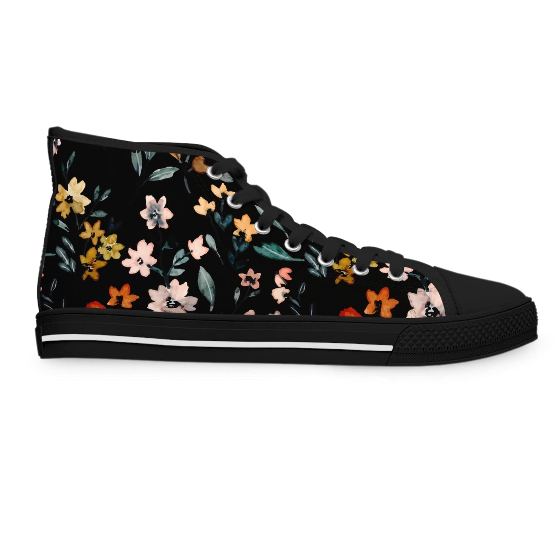 Printify Shoes Do Not Worry Floral Women's High Top Sneakers