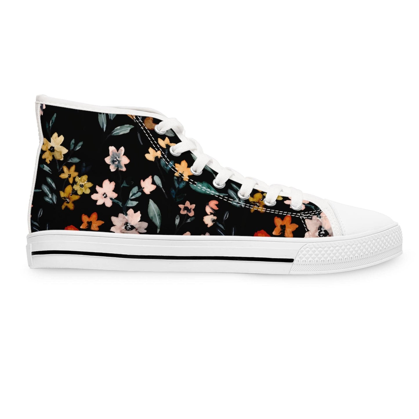Printify Shoes Do Not Worry Floral Women's High Top Sneakers