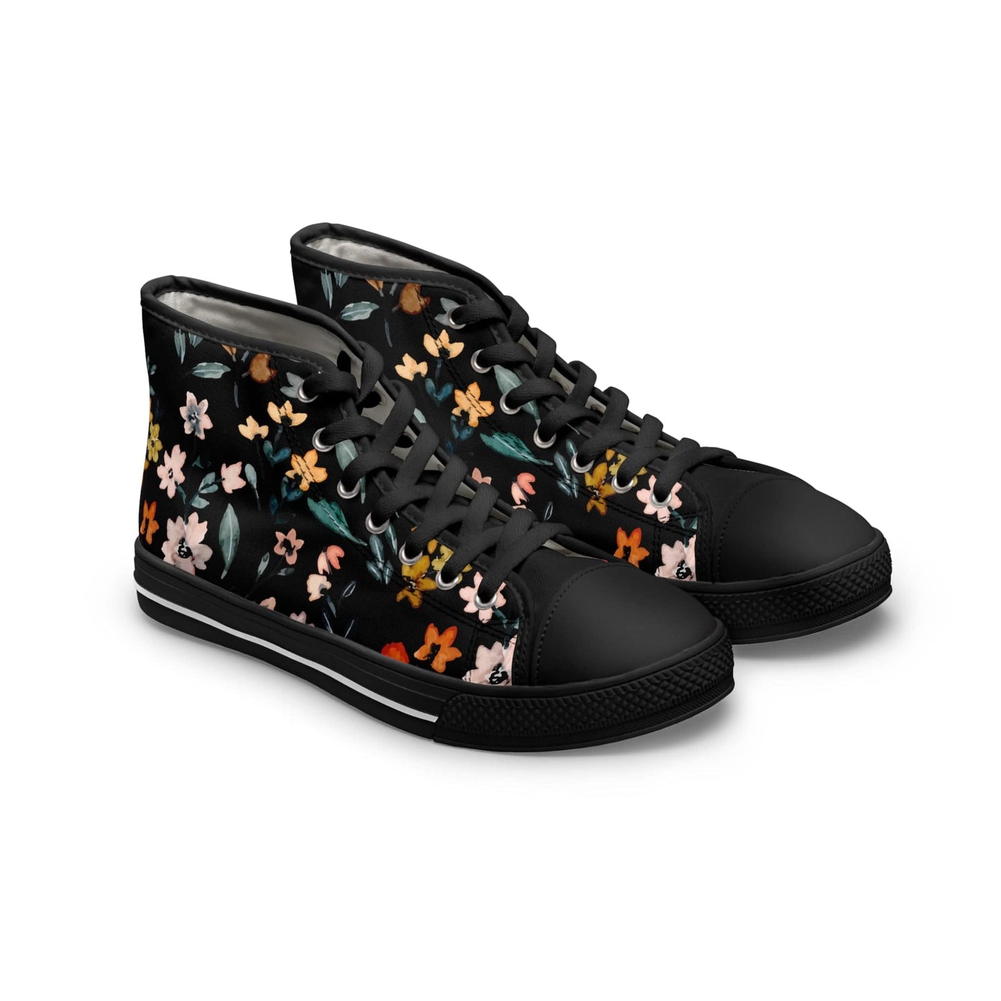 Printify Shoes US 5.5 / Black sole Do Not Worry Floral Women's High Top Sneakers