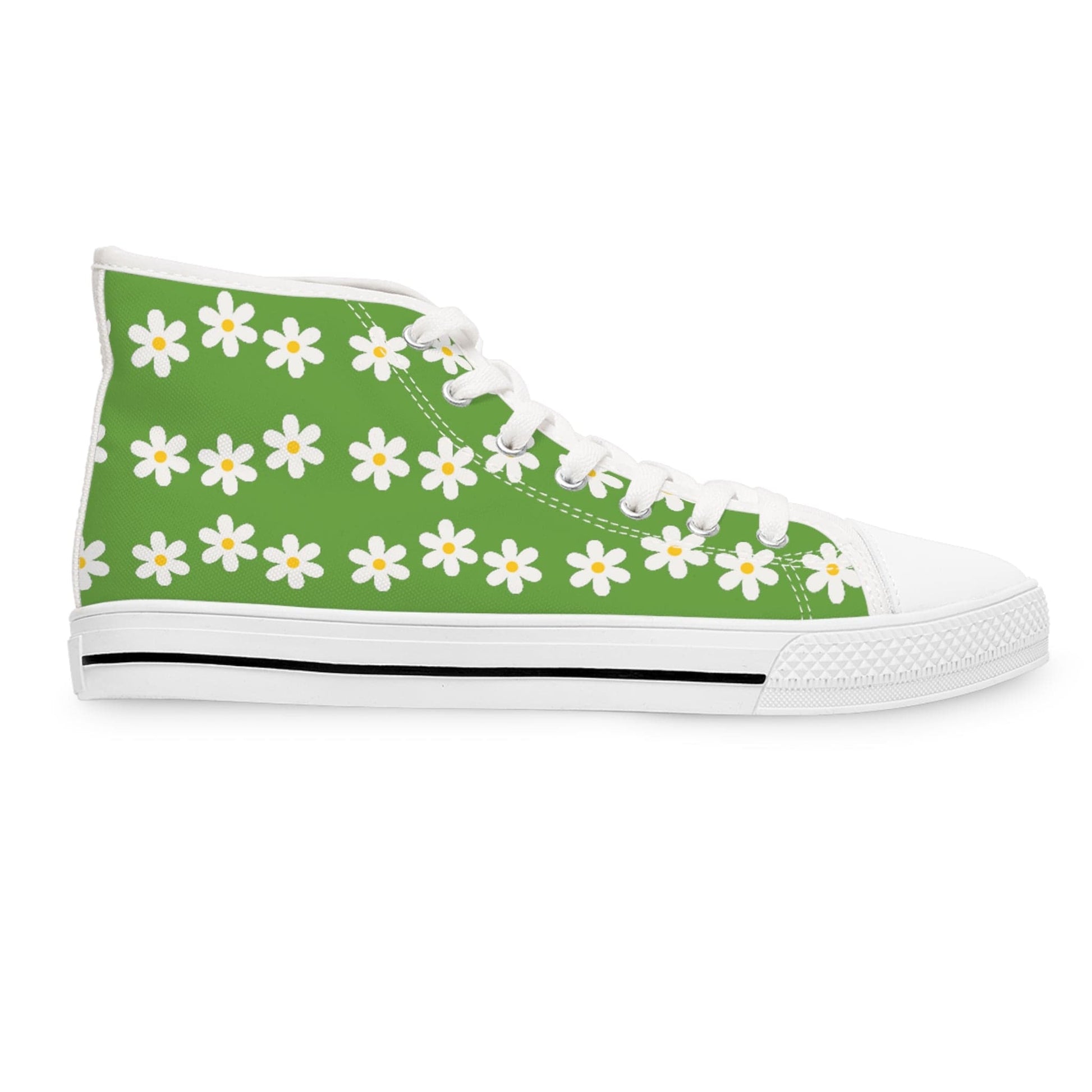 Printify Shoes US 5.5 / Green Daisies Christian Womens High Top Sneakers