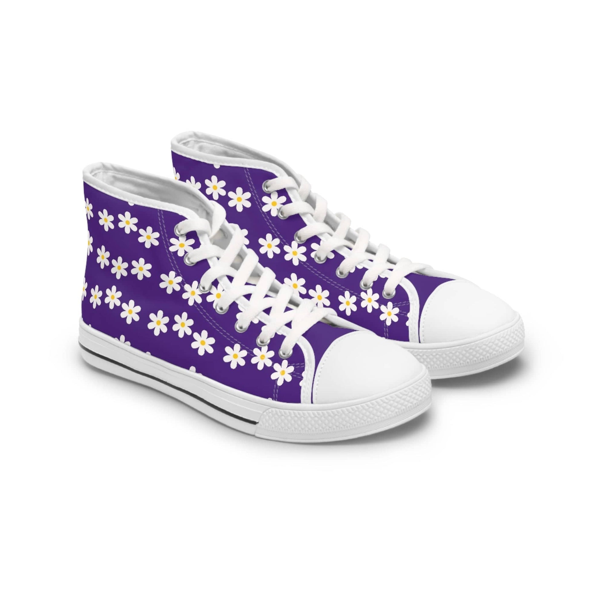 Printify Shoes US 5.5 / Purple Daisies Christian Womens High Top Sneakers