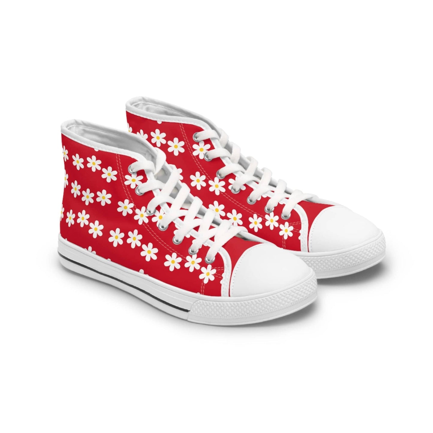 Printify Shoes US 5.5 / Red Daisies Christian Womens High Top Sneakers