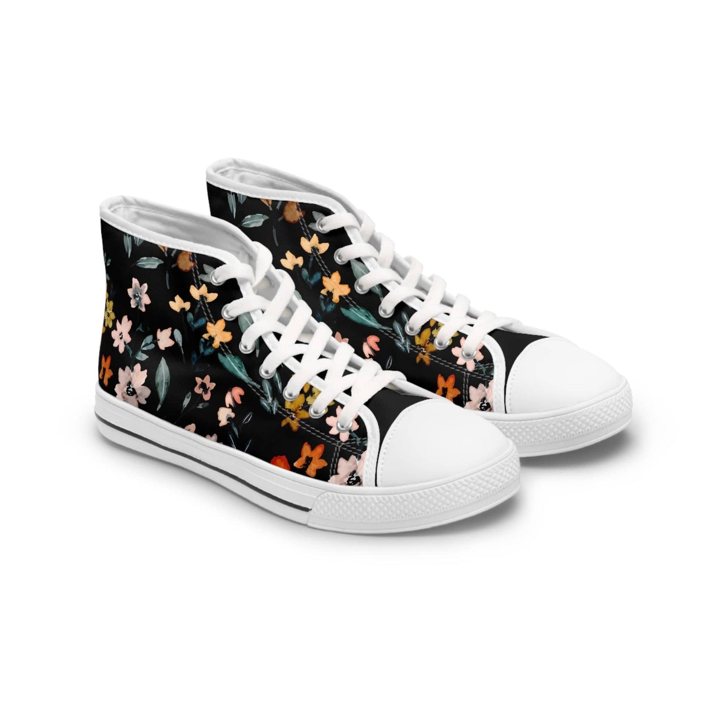 Printify Shoes US 5.5 / White sole Do Not Worry Floral Women's High Top Sneakers