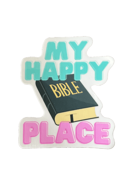 Wrighteous Wear Decorative Stickers My Happy Place is the Bible | Christian Sticker